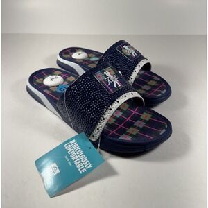 REEF Mulligan Scottish Waters 2 Golf Slides Plaid Blue Men's Sz 10 *NEW* CJ7111